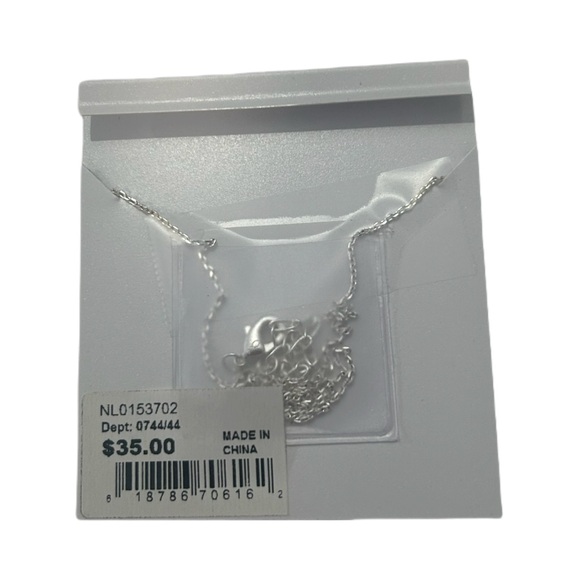 NWT Interlocking Heart Necklace – Fine Silver Plated w/ Cubic Zirconia, 16” + 2” - Picture 2 of 2